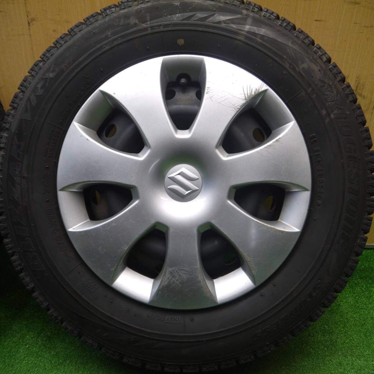 4本価格★スズキ ワゴンR 純正 スチール 145/80R13 スタッドレス ブリヂストン ブリザック VRX 13インチ PCD100/4H★4120210Hス