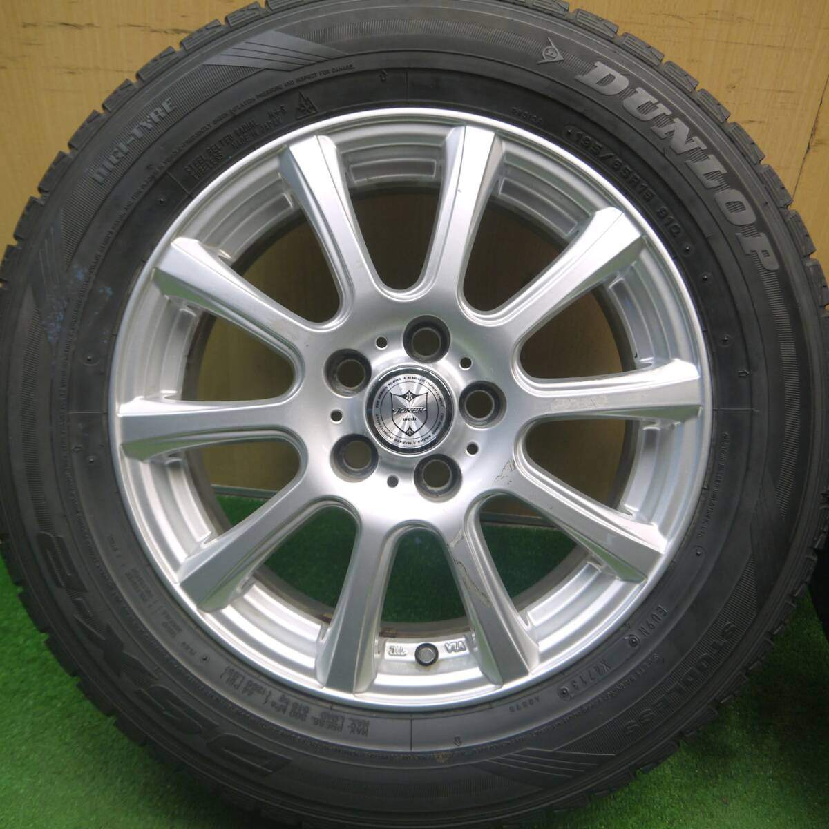 バリ溝!9分★プリウス 等 195/65R15 スタッドレス ダンロップ DSX-2 JOKER ジョーカー 15インチ PCD100/5H★5020513Hス