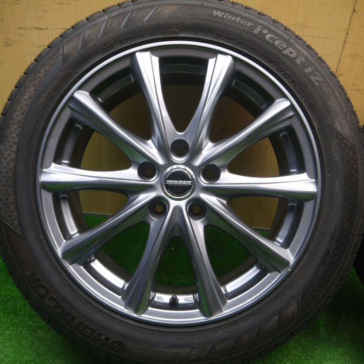 バリ溝!キレイ!9分!2本★スタッドレス 215/55R17 ハンコック ウインター アイセプト IZ2A WAREN PCD114.3/5H★4101804Hス