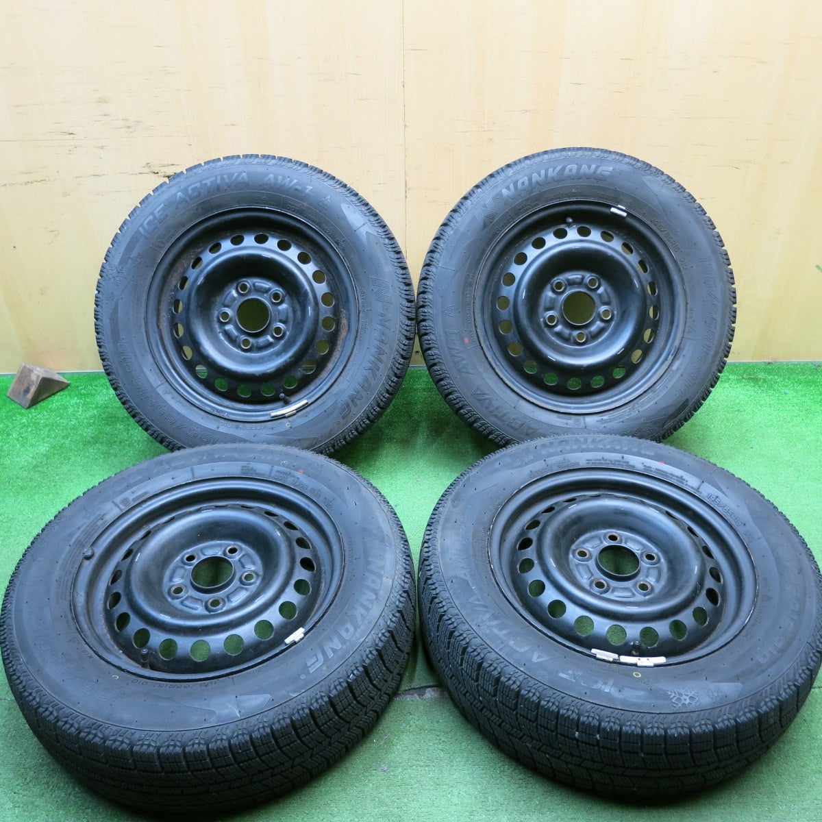 バリ溝!22年!9.5分★スタッドレス 195/65R15 ナンカン アイスアクティバ AW-1 スチール ホイール 15インチ PCD114.3/5H★5051201AKス
