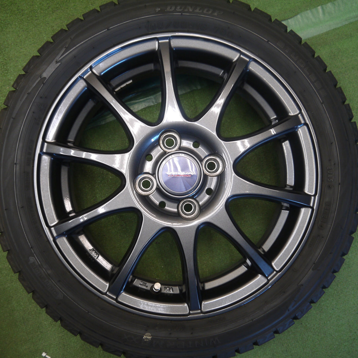 バリ溝!23年!キレイ!9.5分◎スタッドレス 165/55R15 ダンロップ ウインターマックス WM02 VELVA CHARGE ヴェルヴァ 15インチ PCD100/4H◎6100602Hス