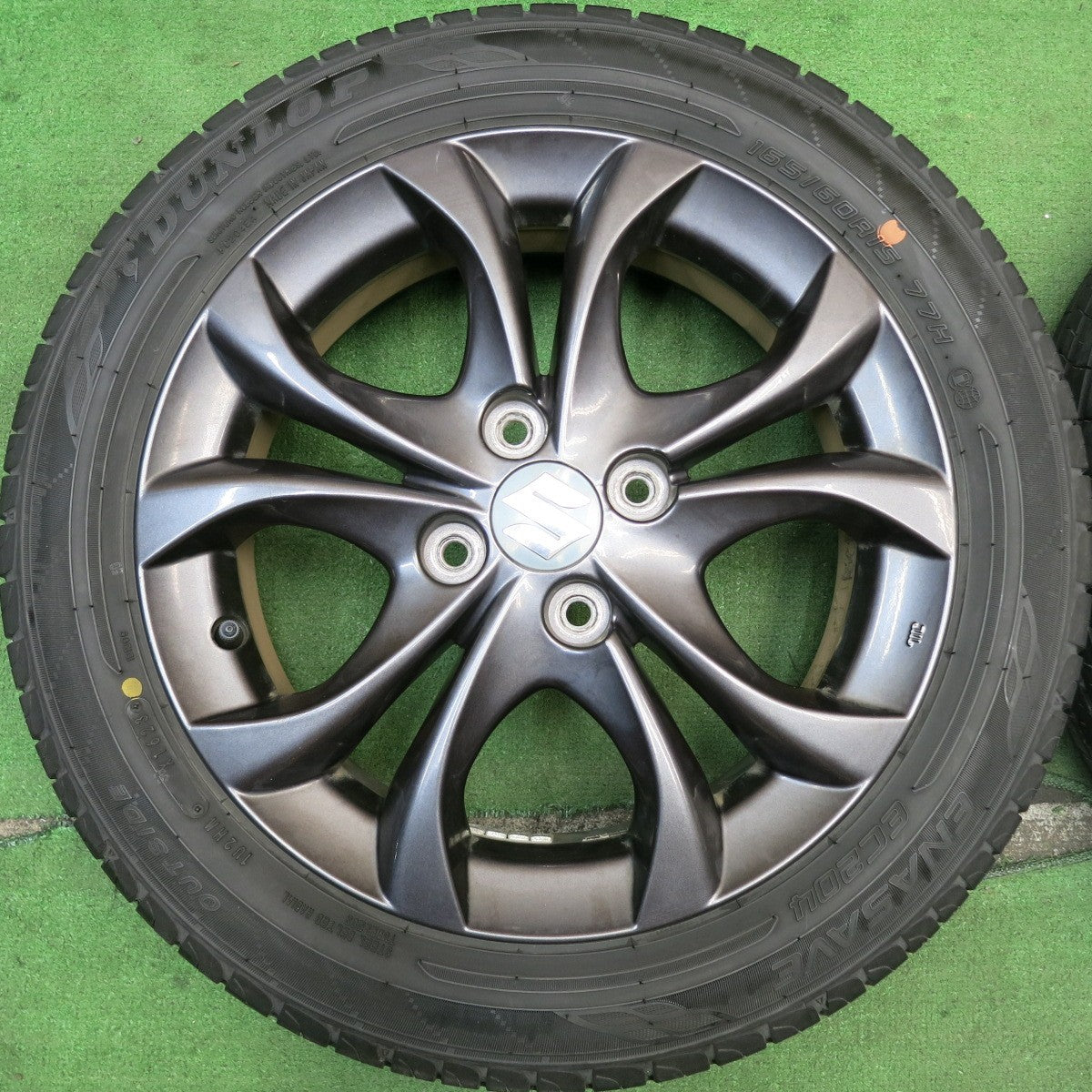 バリ溝!23年!8.5分★スズキ ソリオ 純正 165/60R15 ダンロップ エナセーブ EC204 15インチ PCD100/4H★5061307HAノ