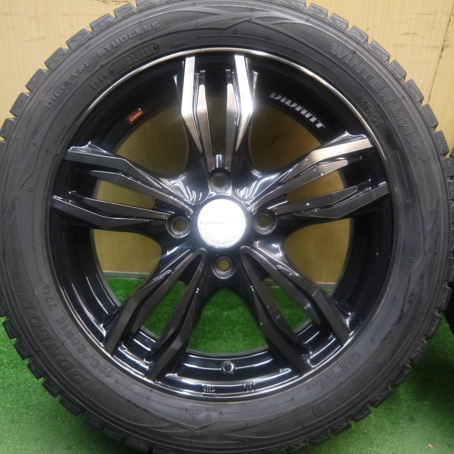 バリ溝!8.5分★Lehrmeister VIVANT 165/60R15 スタッドレス ダンロップ ウインターマックス WM01 レアマイスター ヴィヴァン ハスラー ソリオ 等 PCD100/4H★5090305Hス