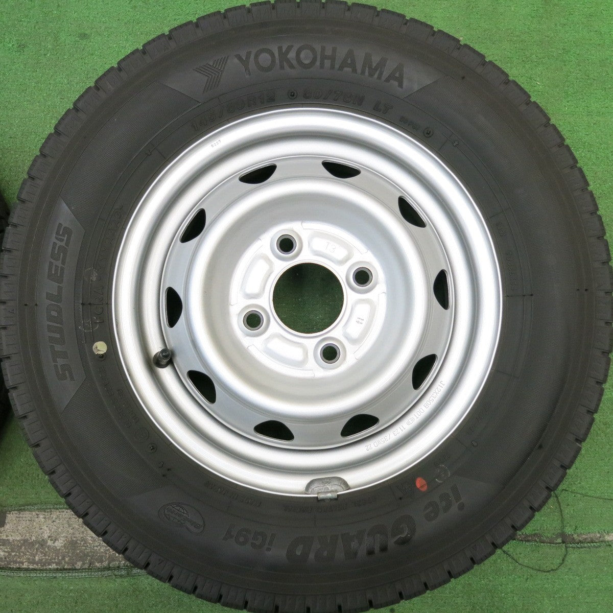 バリ溝!23年!キレイ!9.5分★スタッドレス 145/80R12 80/78N ヨコハマ アイスガード iG91 スチール ホイール 12インチ PCD100/4H★5060709HAス