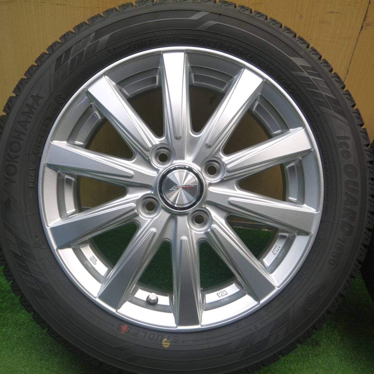 超バリ溝!23年!キレイ!ほぼ10分★スタッドレス 155/65R14 ヨコハマ アイスガード iG60 JOKER ジョーカー 14インチ PCD100/4H★5021006Hス