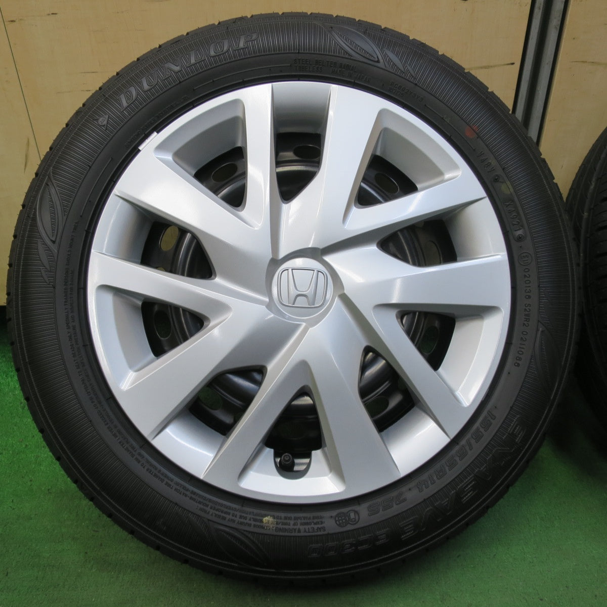 新車外し!21年★ホンダ JF N-BOX 純正 スチール 155/65R14 ダンロップ エナセーブ EC300 14インチ Nボックス NBOX PCD100/4H★5100608イノ