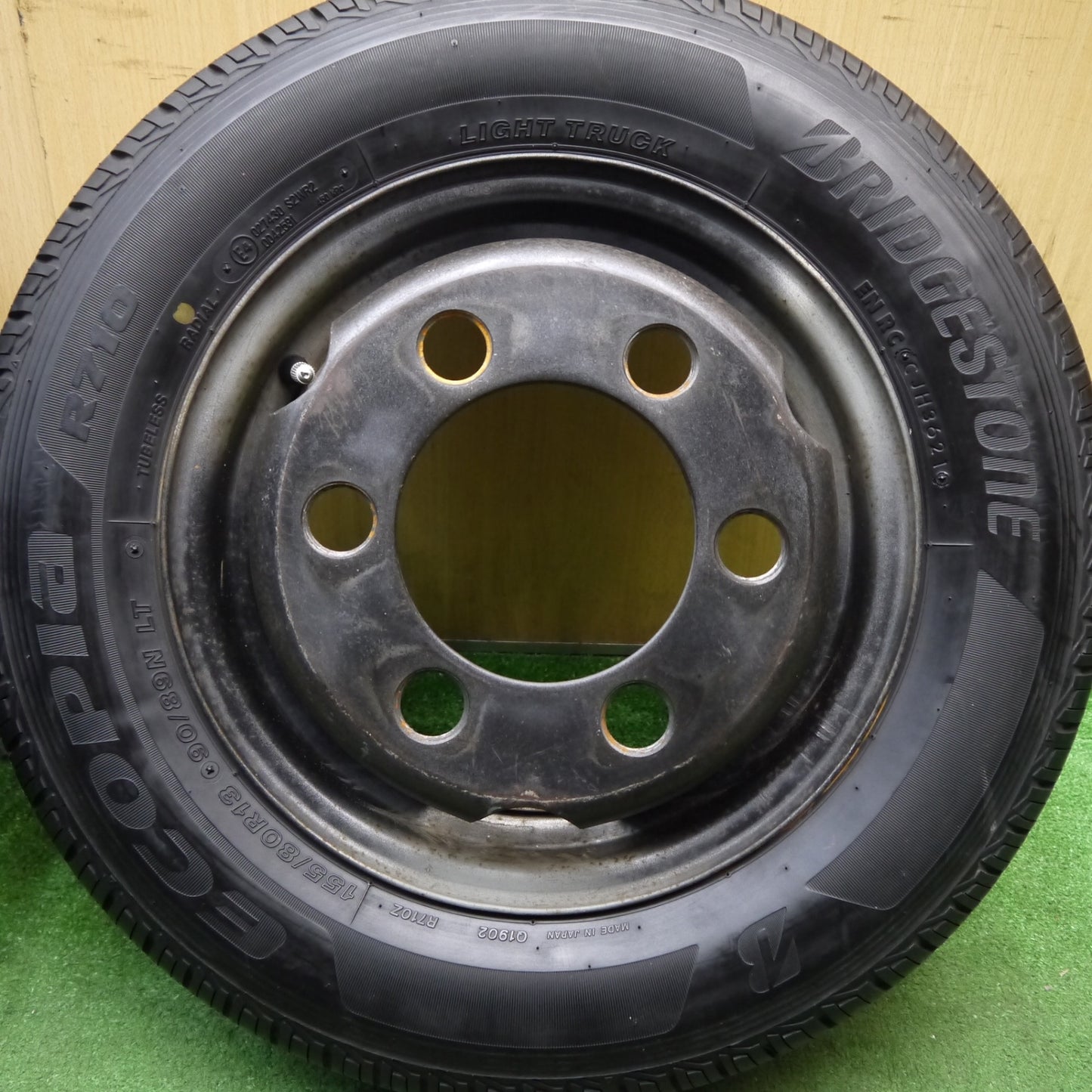 バリ溝!21年!9.5分以上★トラック 155/80R13 90/89N ブリヂストン エコピア R710 スチール ホイール 13インチ PCD170/6H★5070401Hノ