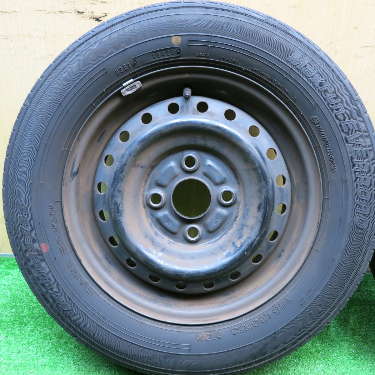 4本価格★145/80R13 オートバックス Maxrun EVERROAD スチール ホイール 13インチ PCD100/4H★5060706HAノ