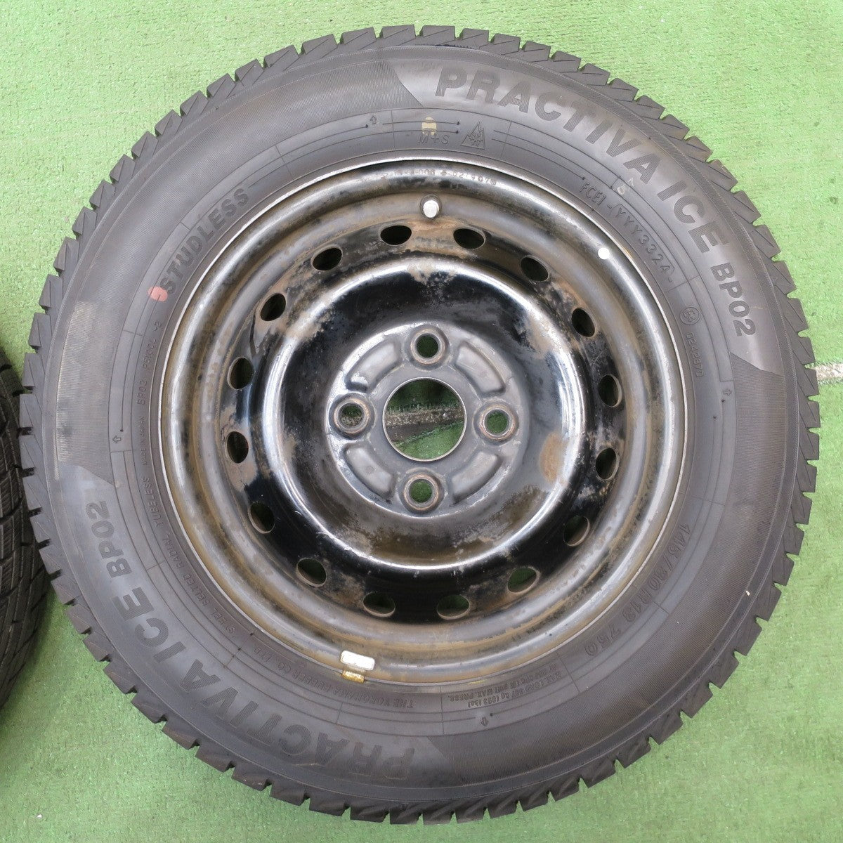 バリ溝!24年!9分★ダイハツ ミラ 純正 スチール 145/80R13 スタッドレス プラクティバ アイス BP02 ヨコハマ製 13インチ PCD100/4H★5073103NJス