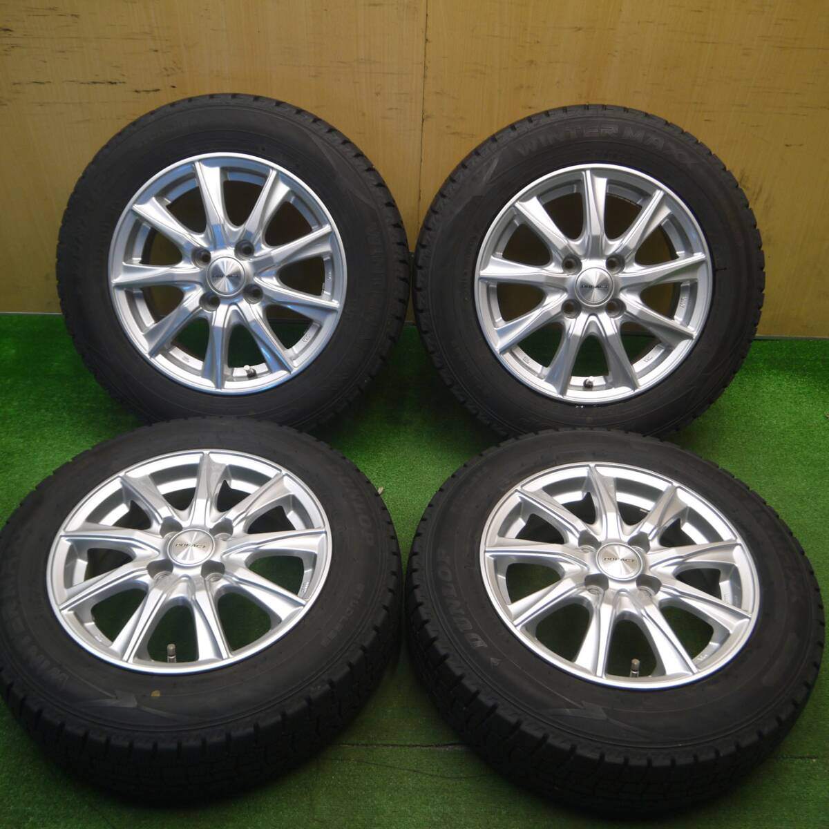バリ溝!21年!キレイ!8.5分★スタッドレス 165/70R14 ダンロップ ウインターマックス WM02 DUFACT デュファクト 14インチ PCD100/4H★5012010Hス