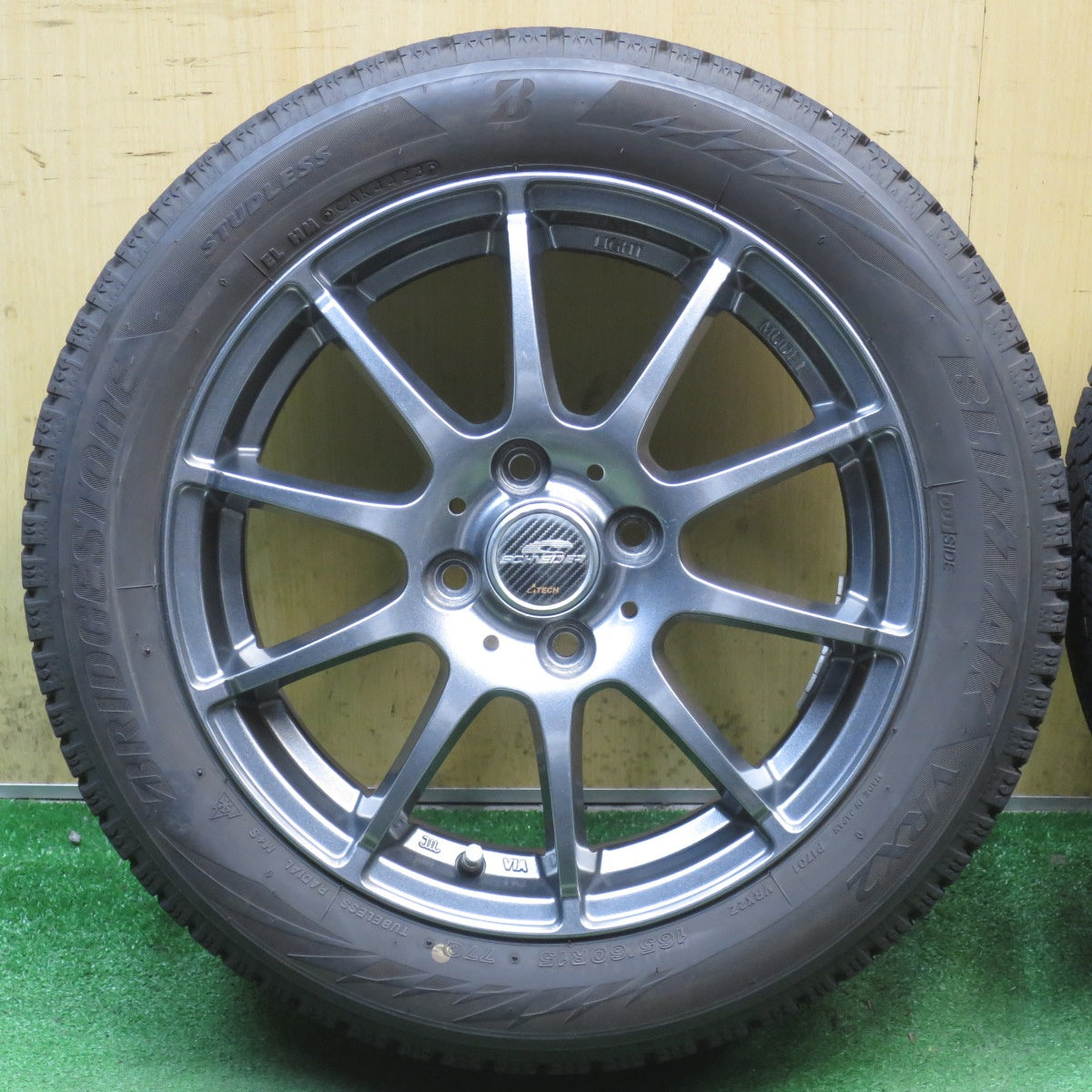 バリ溝!23年!8.5分◎スタッドレス 165/60R15 ブリヂストン ブリザック VRX2 SCHNEIDER シュナイダー 15インチ ハスラー 等 PCD100/4H◎6101205NJス