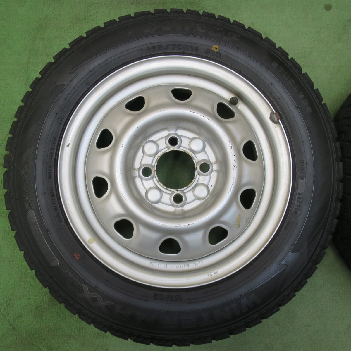 バリ溝!ほぼ10分★スタッドレス 165/70R14 ダンロップ ウインターマックス WM02 スチール ホイール 14インチ PCD100/4H★6010908イス