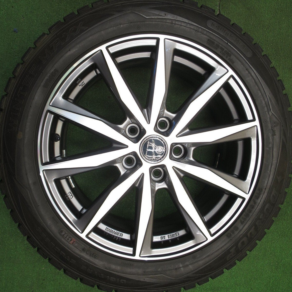 バリ溝!キレイ!9.5分以上★スタッドレス 215/55R17 ダンロップ ウインターマックス WM01 SMACK ENKEI スマック エンケイ 17インチ PCD114.3/5H★5031014Hス