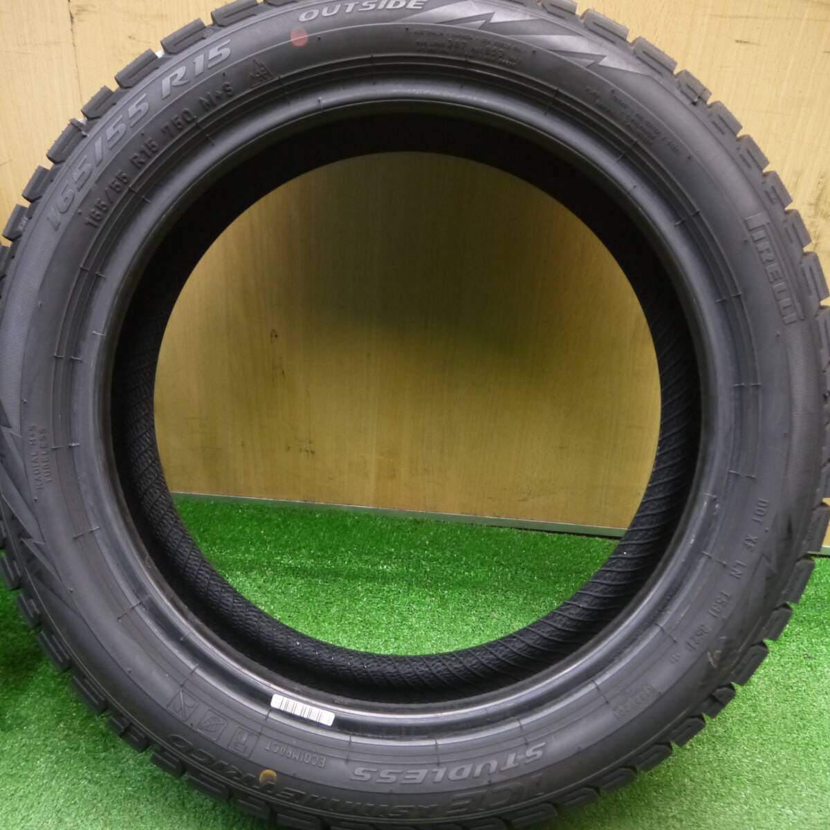 バリ溝!21年!ほぼ10分★スタッドレス 165/55R15 ピレリ アイスアシンメトリコ タイヤ 15インチ 軽自動車 ワゴンR ムーヴ タント スペーシア等★5011701Hスタ