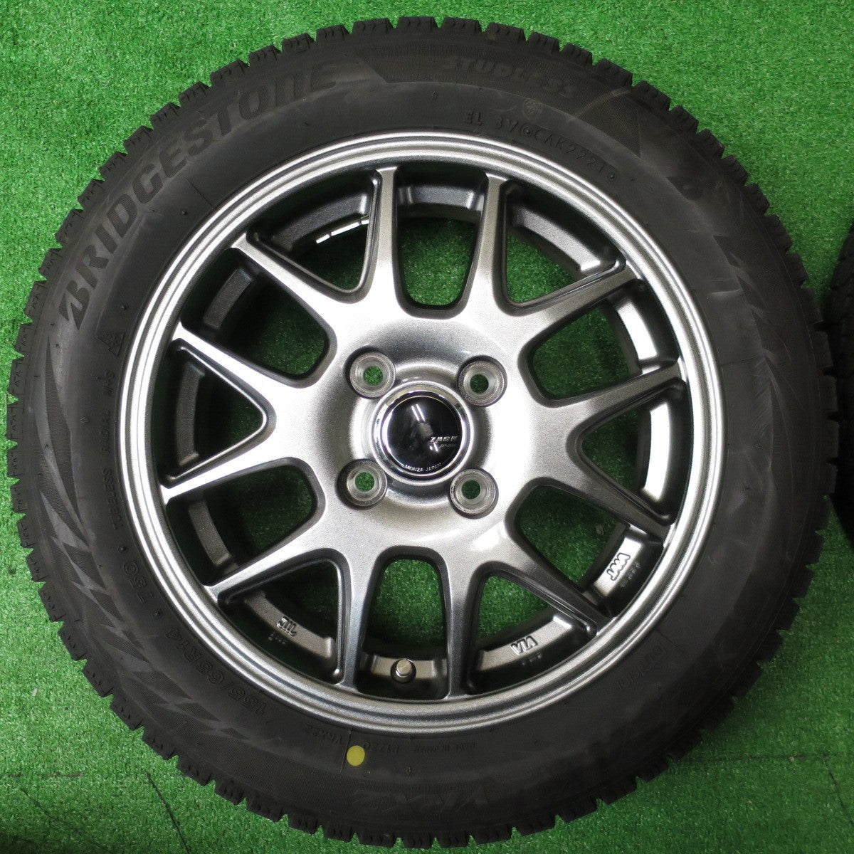 バリ溝!21年!キレイ!9分★スタッドレス 155/65R14 ブリヂストン ブリザック VRX2 ZACK JP-205 MONZA ザック 14インチ PCD100/4H★5052301NJス