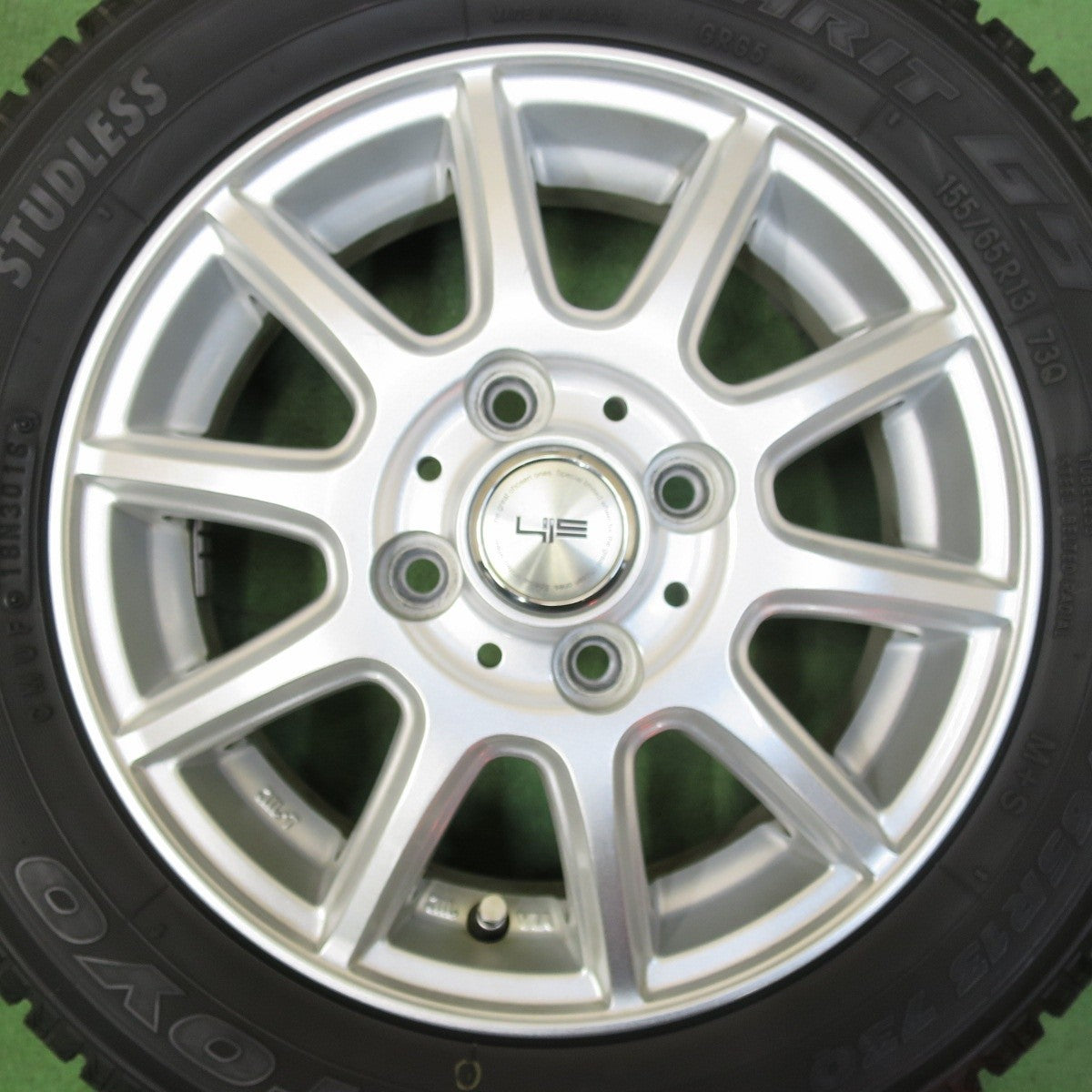 バリ溝!キレイ!9.5分★スタッドレス 155/65R13 トーヨー ガリット G5 sih 社外 アルミ 13インチ PCD100/4H★5012710イス