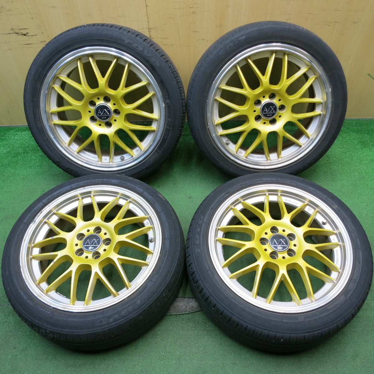 バリ溝!9分★プリウス 等 RAYS A/X ARTHUR EXCHANGE MM-X 215/45R17 トーヨー SD-7 自家塗装品 17インチ PCD100/5H★5053106HAノ