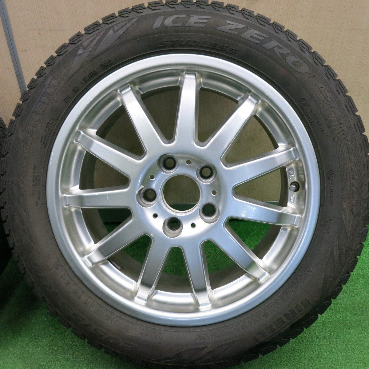 バリ溝!22年!8.5分★ボルボ 等 205/55R16 スタッドレス ピレリ ゼロ アシンメトリコ C-WORKS MS-1 16インチ PCD108/5H★4120613TNス