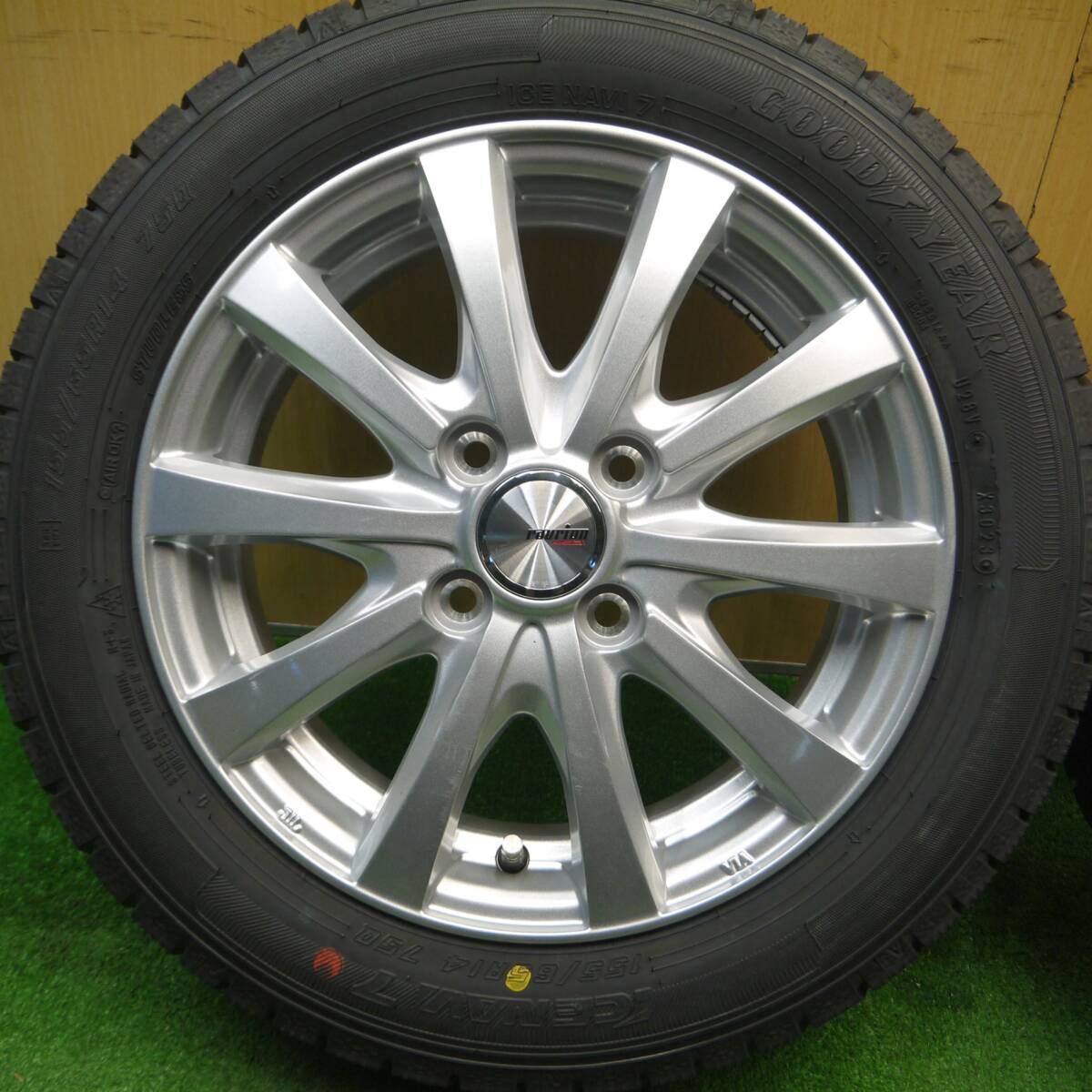 未使用!23年★スタッドレス 155/65R14 グッドイヤー アイスナビ7 ravrion RS01 ラブリオン 14インチ PCD100/4H★5011703Hス