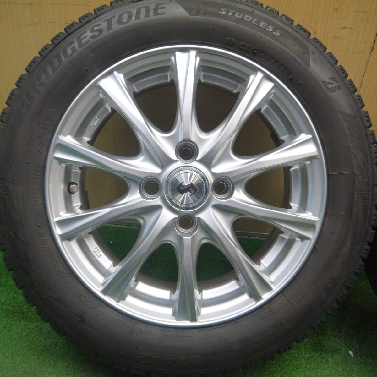バリ溝!キレイ!9分★スタッドレス 165/65R14 ブリヂストン ブリザック VRX2 weds ウェッズ 14インチ PCD100/4H★5021705Hス