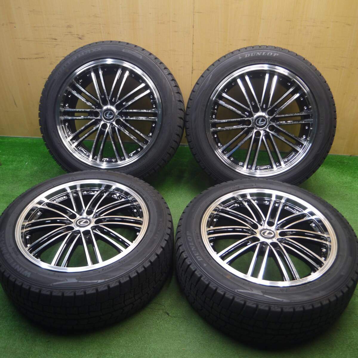 バリ溝!9.5分★Lehrmeister VALLONE 225/50R18 スタッドレス ダンロップ ウインターマックス WM02 レアマイスター ヴァッローネ PCD114.3/5H★5030307Hス