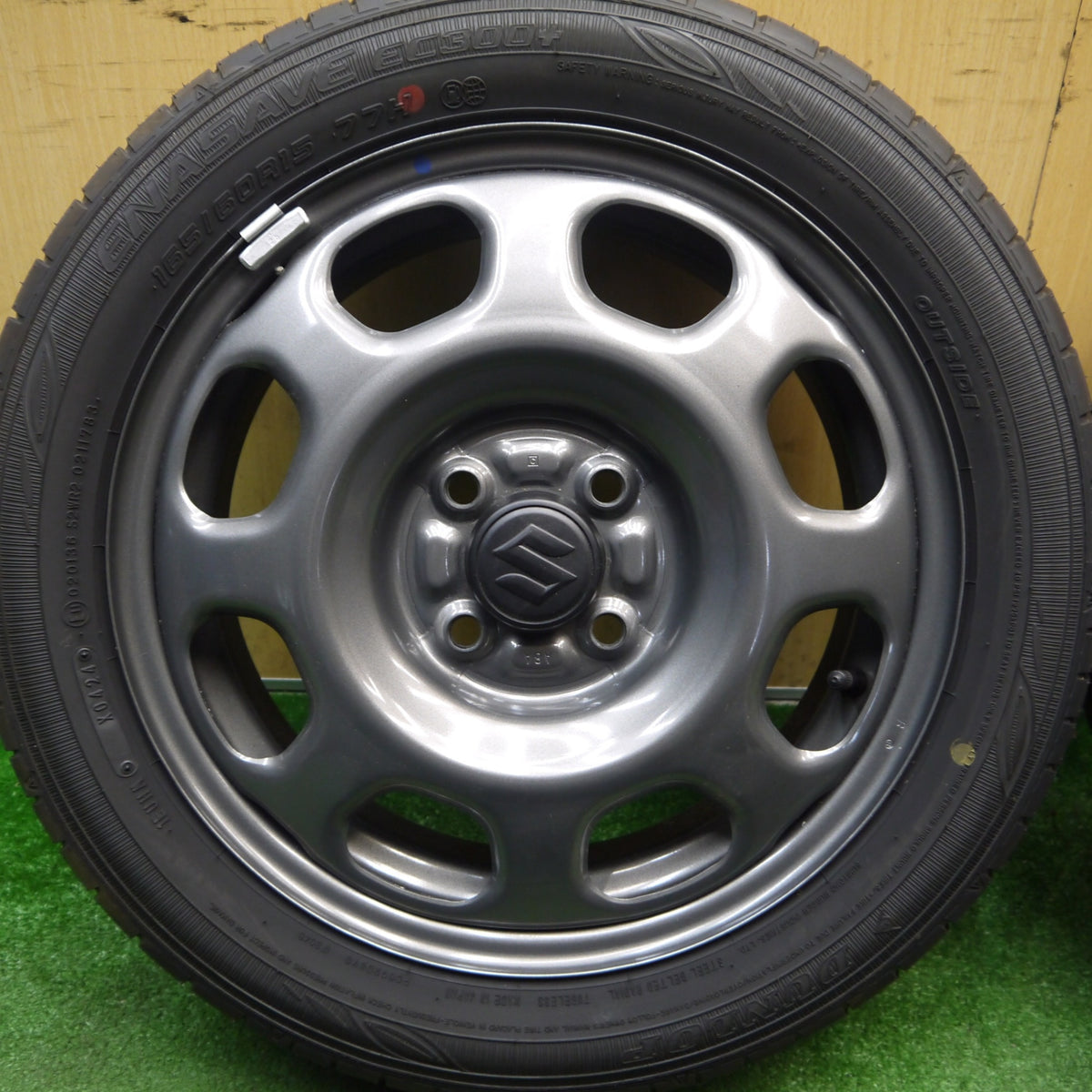新車外し!24年★スズキ ハスラー 純正 スチール 165/60R15 ダンロップ エナセーブ EC300+ 15インチ PCD100/4H★6022402Hノ