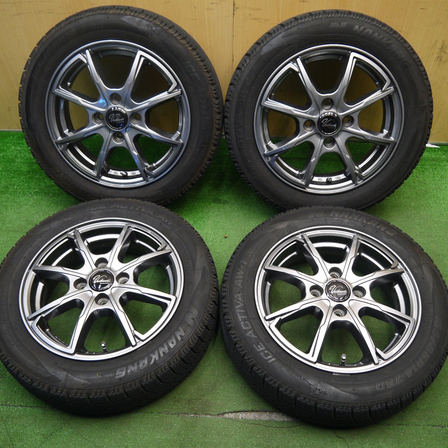 バリ溝!21年!キレイ!8.5分★スタッドレス 155/65R14 ナンカン アイスアクティバ AW-1 Verthandi ヴェルザンディ ヴェルサンディ 14インチ PCD100/4H★5041406Hス