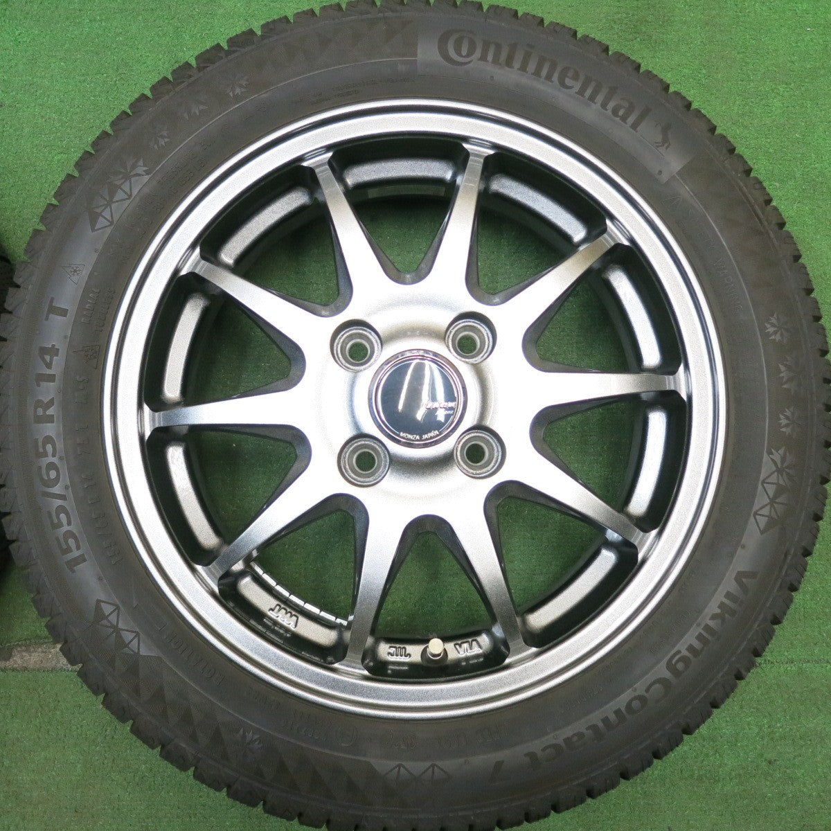 バリ溝!22年!キレイ!9.5分★スタッドレス 155/65R14 コンチネンタル バイキングコンタクト7 ZACK JP-202 MONZA 14インチ PCD100/4H★5050511HAス