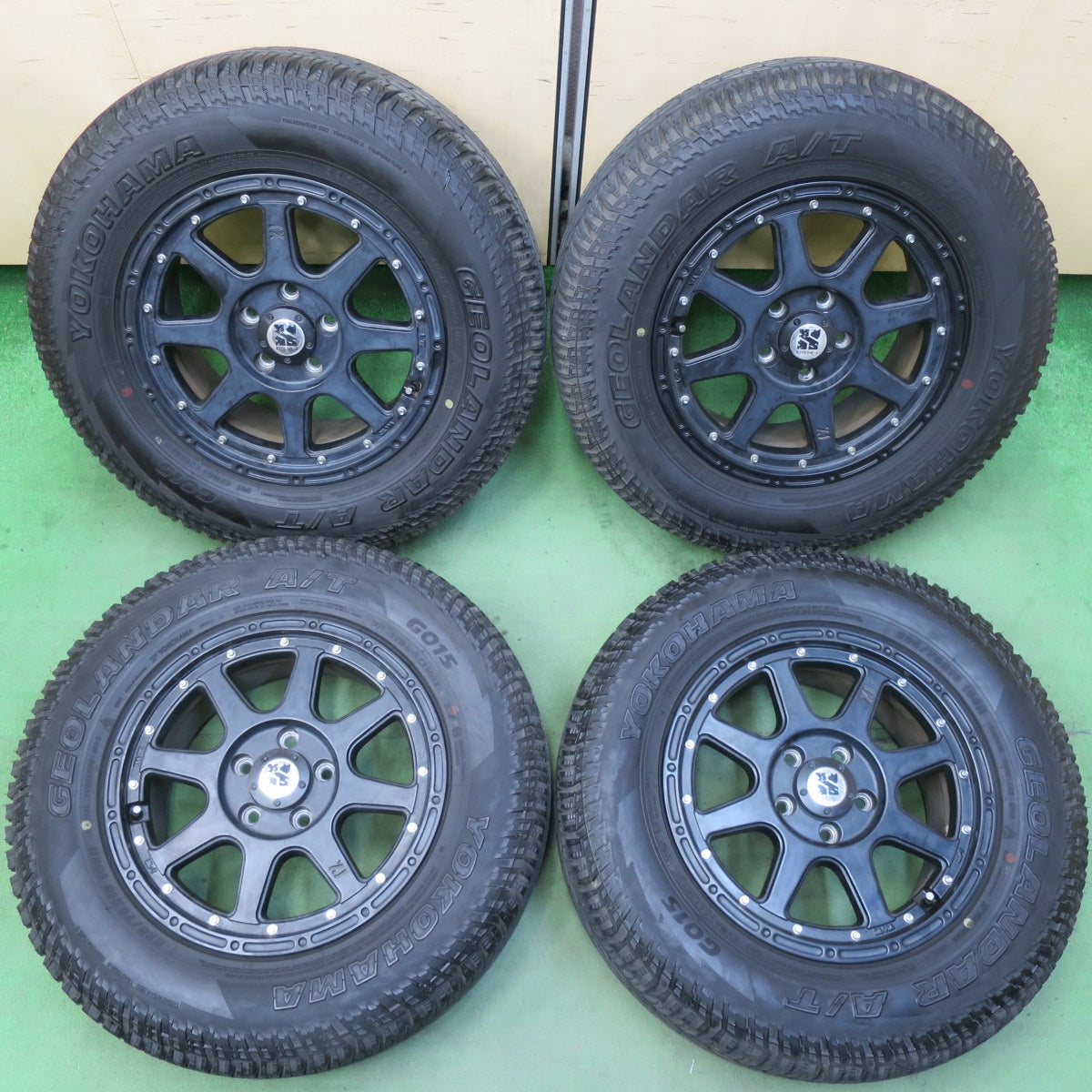 バリ溝!22年!9分★XTREME-J XJ 225/70R16 ヨコハマ ジオランダー A/T G015 16インチ エクストリームJ PCD114.3/5H★5050401IMノ