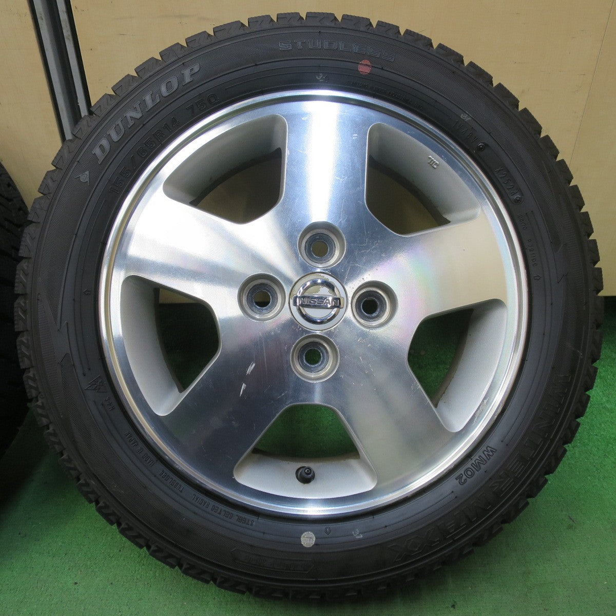 バリ溝!24年!ほぼ10分★日産 オッティ 三菱 ekワゴン 純正 155/65R14 スタッドレス ダンロップ ウインターマックス WM02 14インチ PCD100/4H★5092202イス