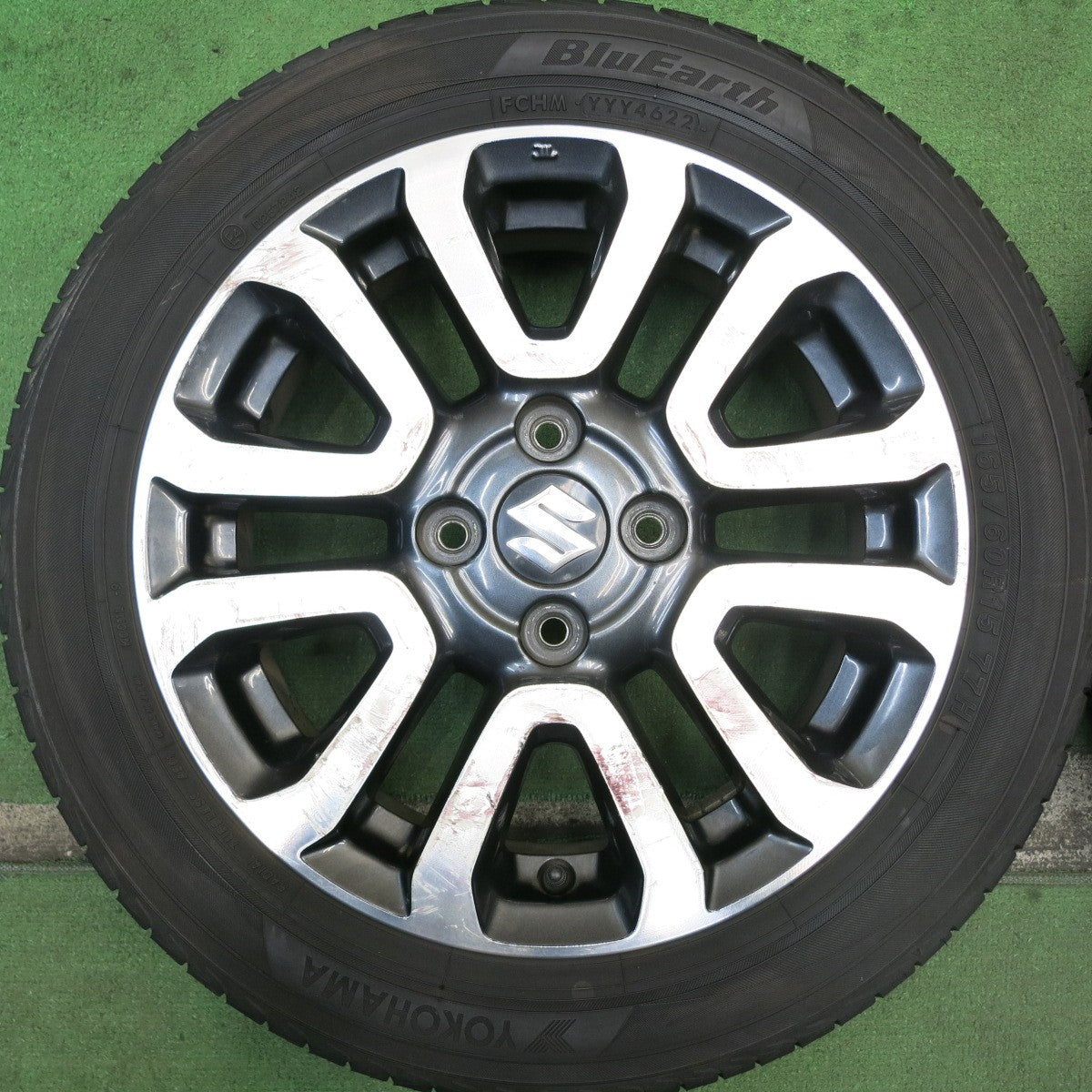 バリ溝!22年!8.5分★スズキ ハスラー 純正 165/60R15 ヨコハマ ブルーアース AE01 15インチ PCD100/4H★5083101HAノ