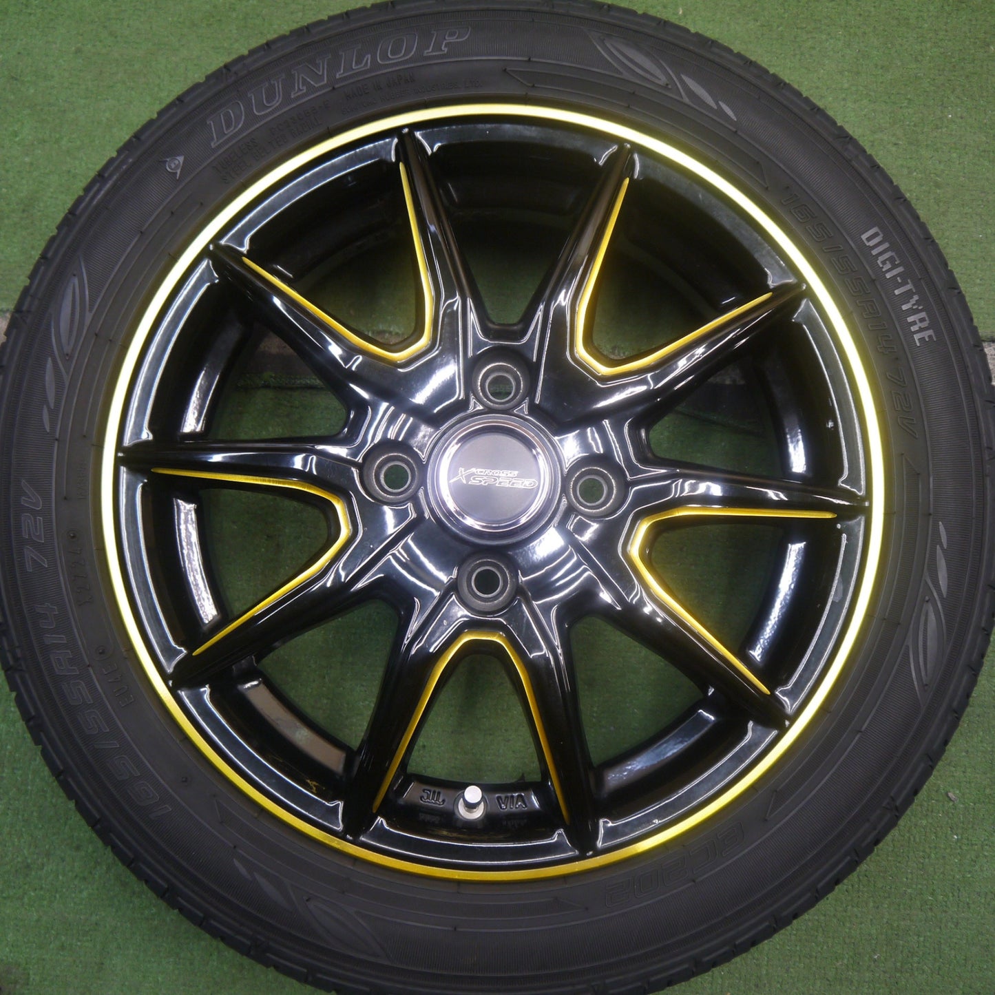 バリ溝!24年!キレイ!8.5分★X CROSS SPEED 165/55R14 ダンロップ EC202 クロススピード 14インチ 軽自動車 軽 サイズ PCD100/4H★5090501Hノ