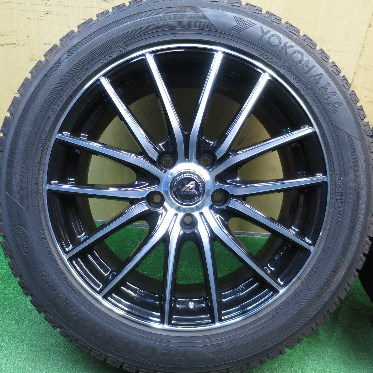 バリ溝!キレイ!9分★スタッドレス 215/55R17 ヨコハマ アイスガード iG50 プラス AZ SPORTS AZスポーツ 17インチ PCD114.3/5H★5031108Hス