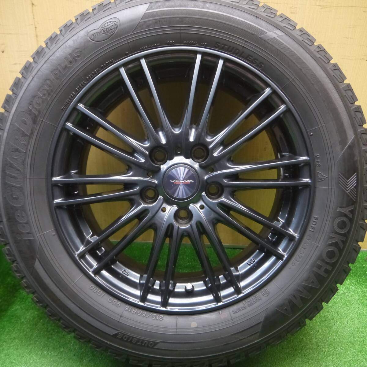 バリ溝!キレイ!9分★スタッドレス 215/60R16 ヨコハマ アイスガード iG50 プラス VELVA AGUDO ヴェルヴァ 16インチ PCD114.3/5H★4120601Hス