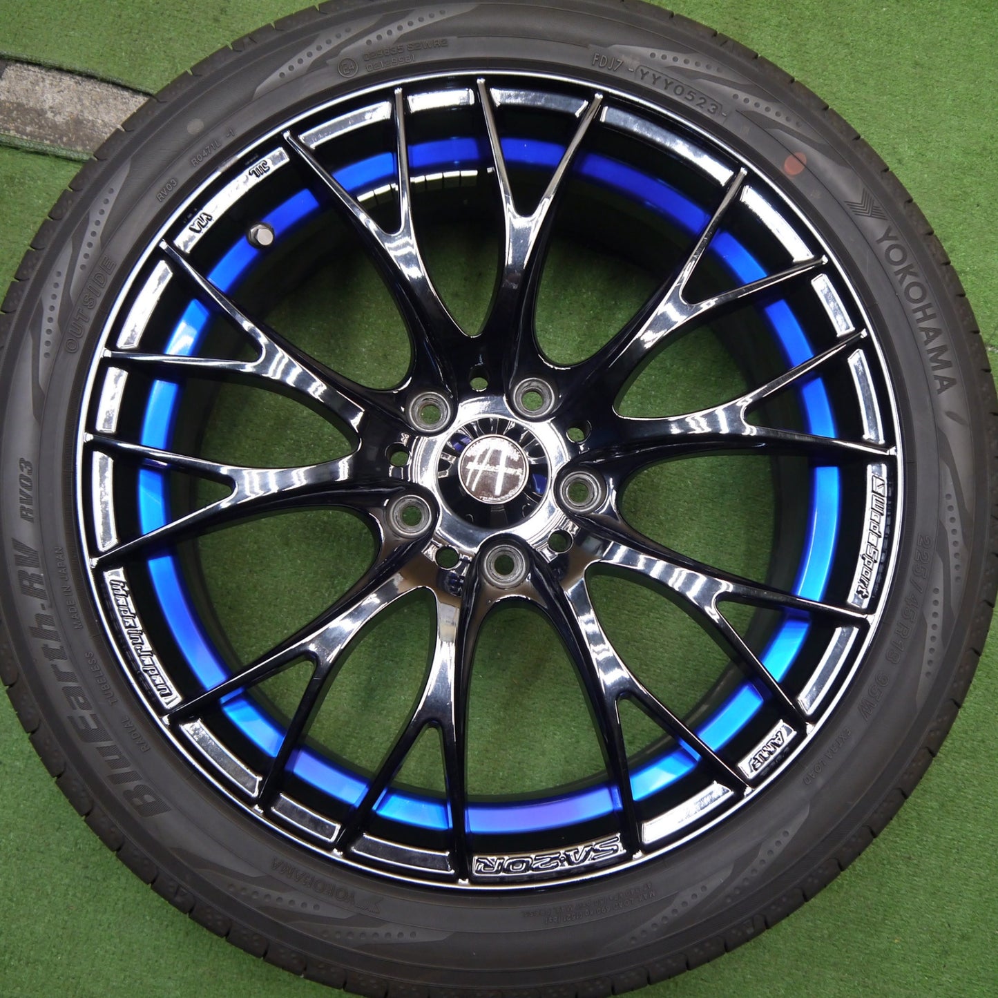 センサー付!バリ溝!23年!キレイ!9.5分★WedsSport SA-20R AMF 225/45R18 ヨコハマ BluEarth-RV RV03 18インチ ウェッズスポーツ PCD114.3/5H★5062702Hノ