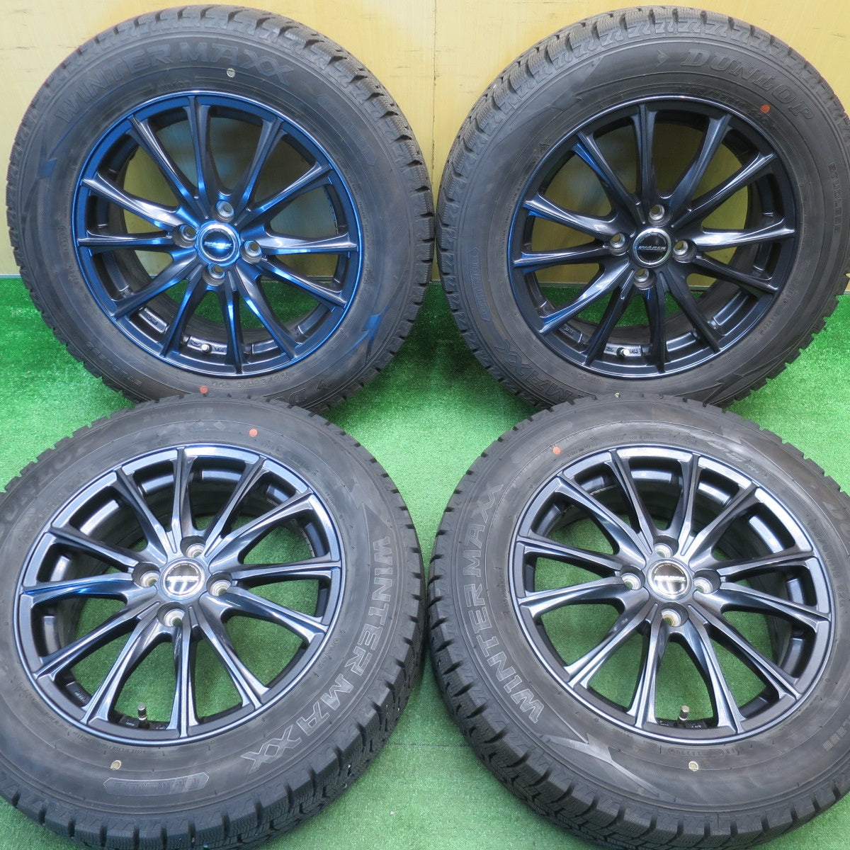 バリ溝!キレイ!9.5分★スタッドレス 195/65R16 ダンロップ ウインターマックス WM02 WAREN ヴァーレン 16インチ PCD100/4H★5120407NJス