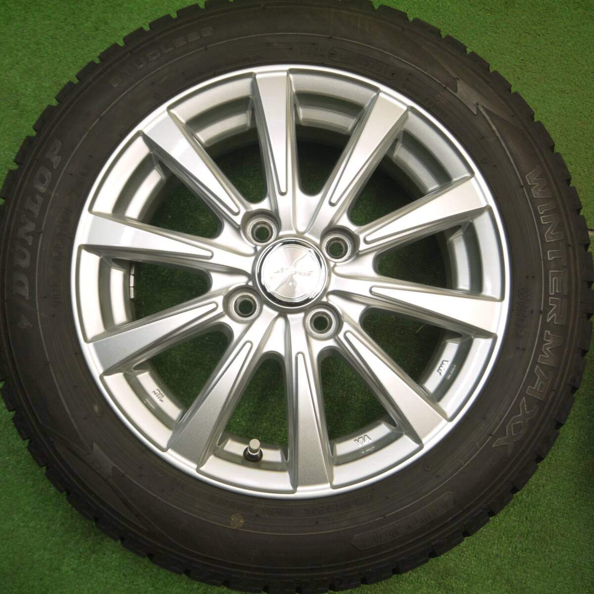 バリ溝!21年!キレイ!9分★スタッドレス 165/65R14 ダンロップ ウインターマックス WM02 JOKER ジョーカー 14インチ PCD100/4H★4121606Hス