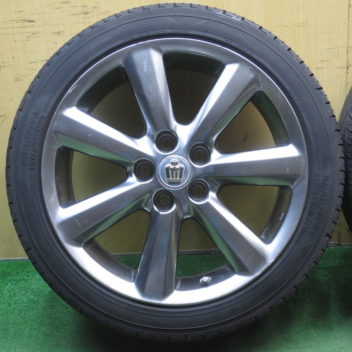バリ溝!23年!9分★トヨタ 180系 クラウン アスリート 純正 225/45R18 プラクティバ ヨコハマ 製 18インチ PCD114.3/5H★5082901NJノ
