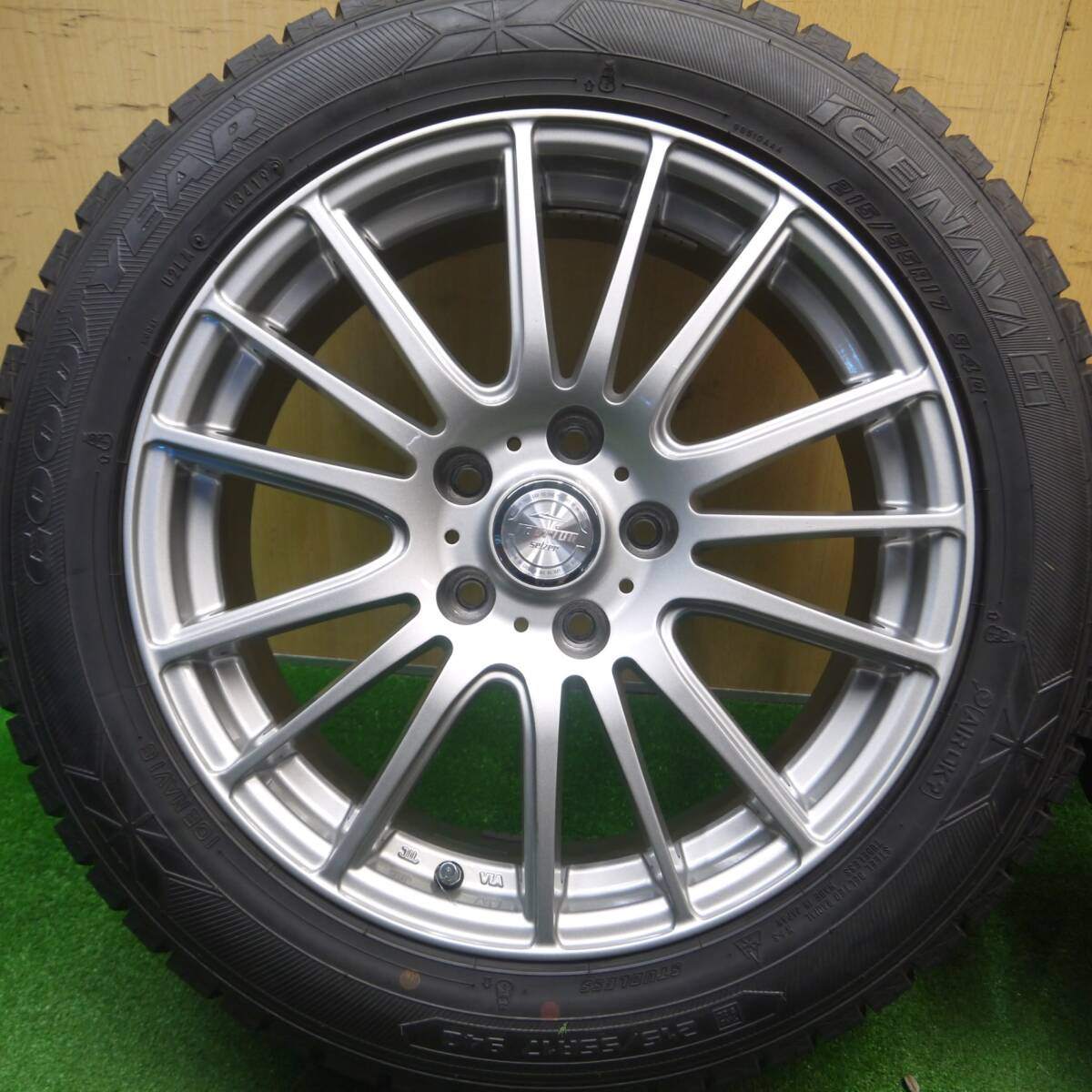 超バリ溝!キレイ!9.5分以上★スタッドレス 215/55R17 グッドイヤー アイスナビ6 ravrion selzer ラブリオン 17インチ PCD114.3/5H★5012108Hス