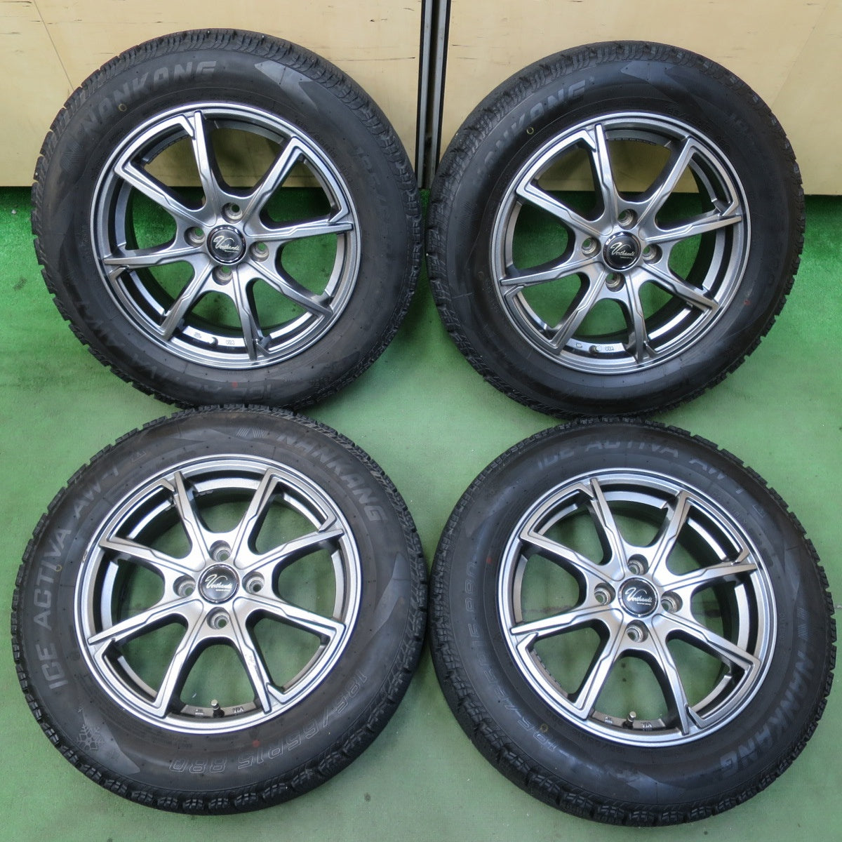 バリ溝!キレイ!9.5分★スタッドレス 185/65R15 ナンカン アイスアクティバ AW-1 Verthandi ヴェルサンディ ヴェルザンディ 15インチ PCD100/4H★5111410イス