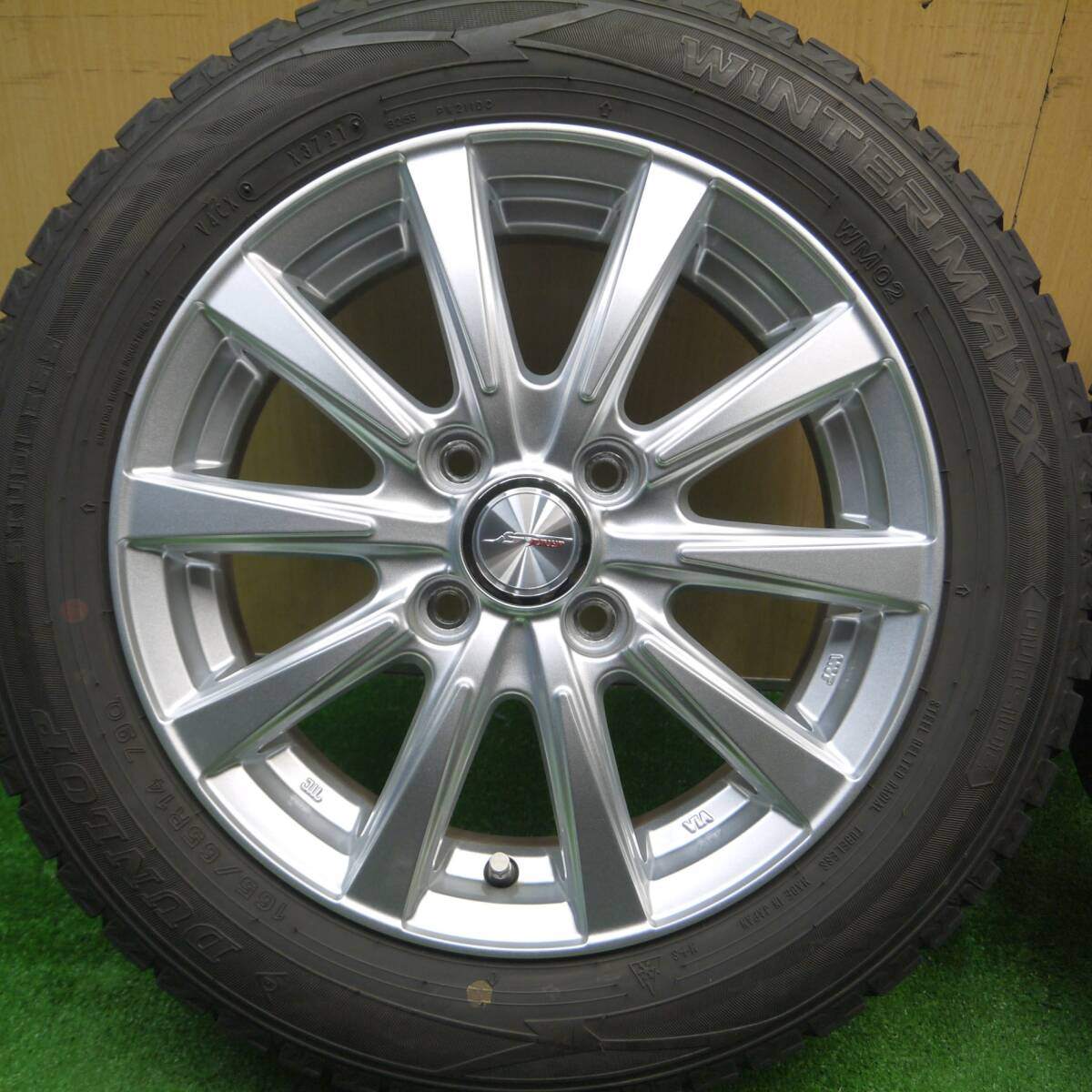 バリ溝!21年!キレイ!9分★スタッドレス 165/65R14 ダンロップ ウインターマックス WM02 JOKER ジョーカー 14インチ PCD100/4H★4121606Hス