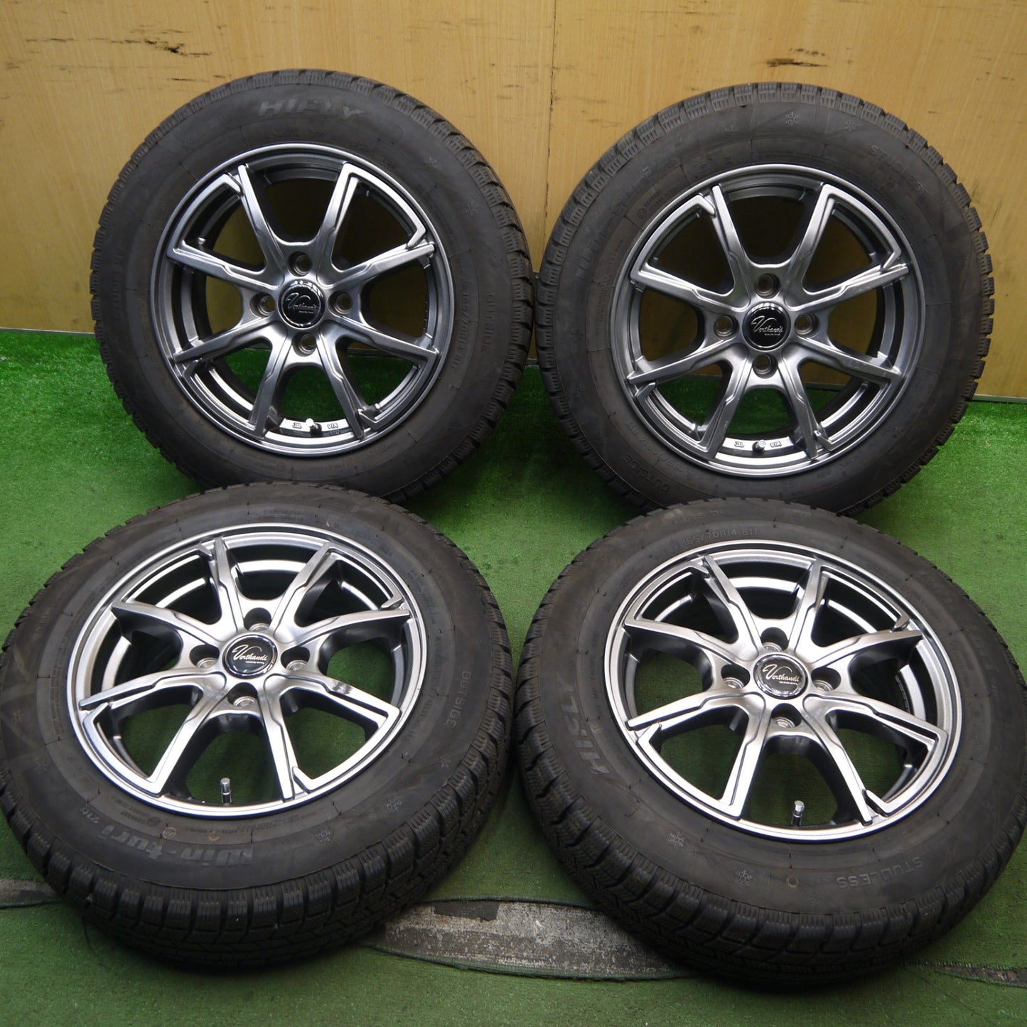 バリ溝!24年!キレイ!9.5分以上★スタッドレス 165/70R14 ハイフライ Win-turi 216 Verthandi ヴェルザンディ ヴェルサンディ 14インチ PCD100/4H★5080108Hス