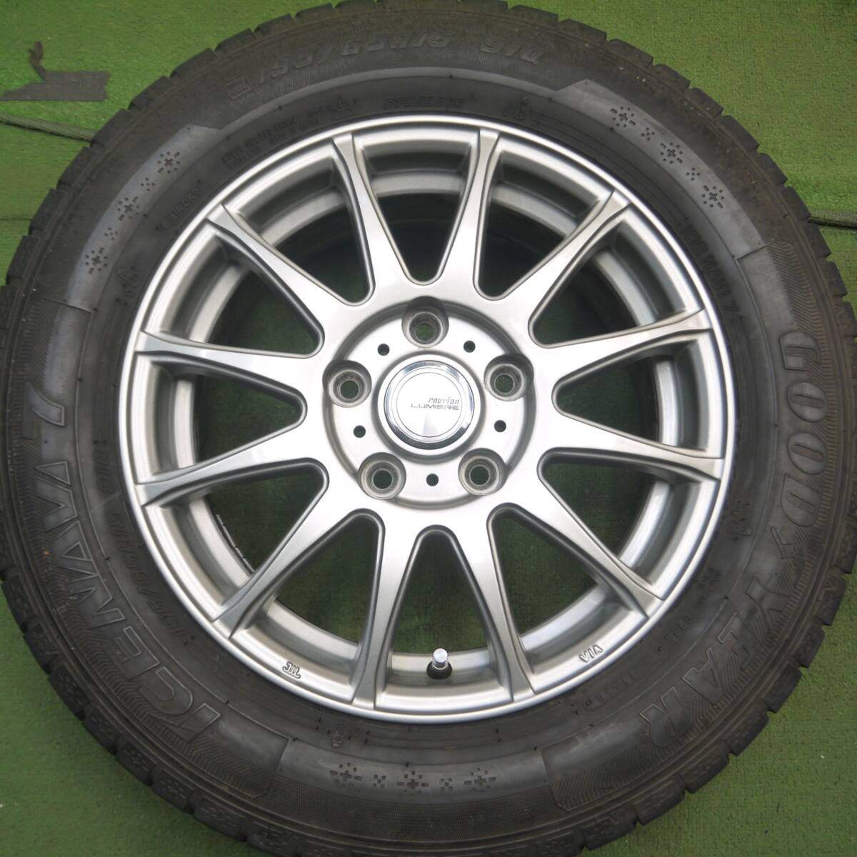 キレイ★スタッドレス 195/65R15 グッドイヤー アイスナビ7 ravrion LUMIERE ラブリオン 15インチ PCD114.3/5H★4072314Hス