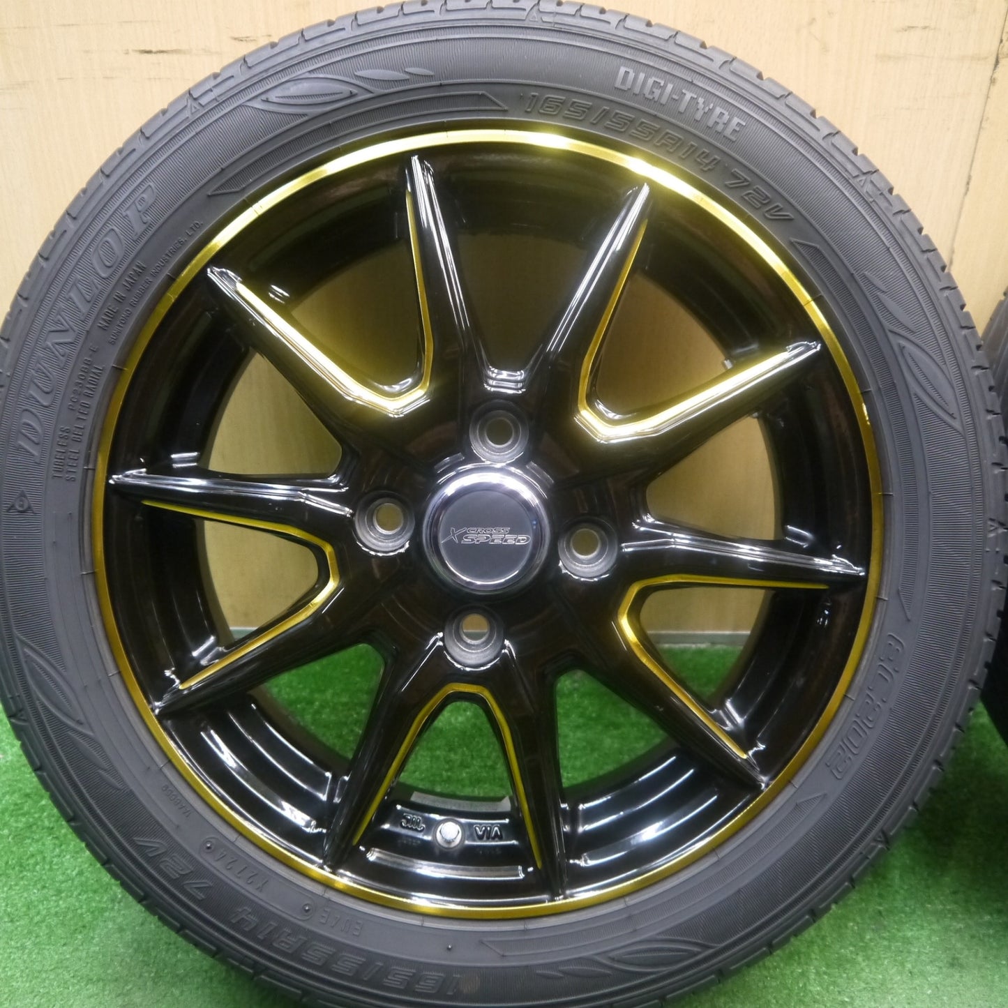 バリ溝!24年!キレイ!8.5分★X CROSS SPEED 165/55R14 ダンロップ EC202 クロススピード 14インチ 軽自動車 軽 サイズ PCD100/4H★5090501Hノ