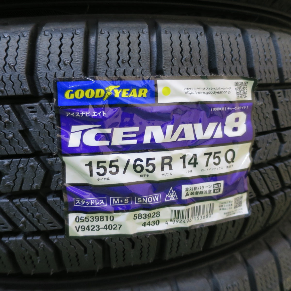 未使用!26年◎スタッドレス 155/65R14 グッドイヤー アイスナビ8 ravrion RS01 ラブリオン 14インチ PCD100/4H◎6102004NGス