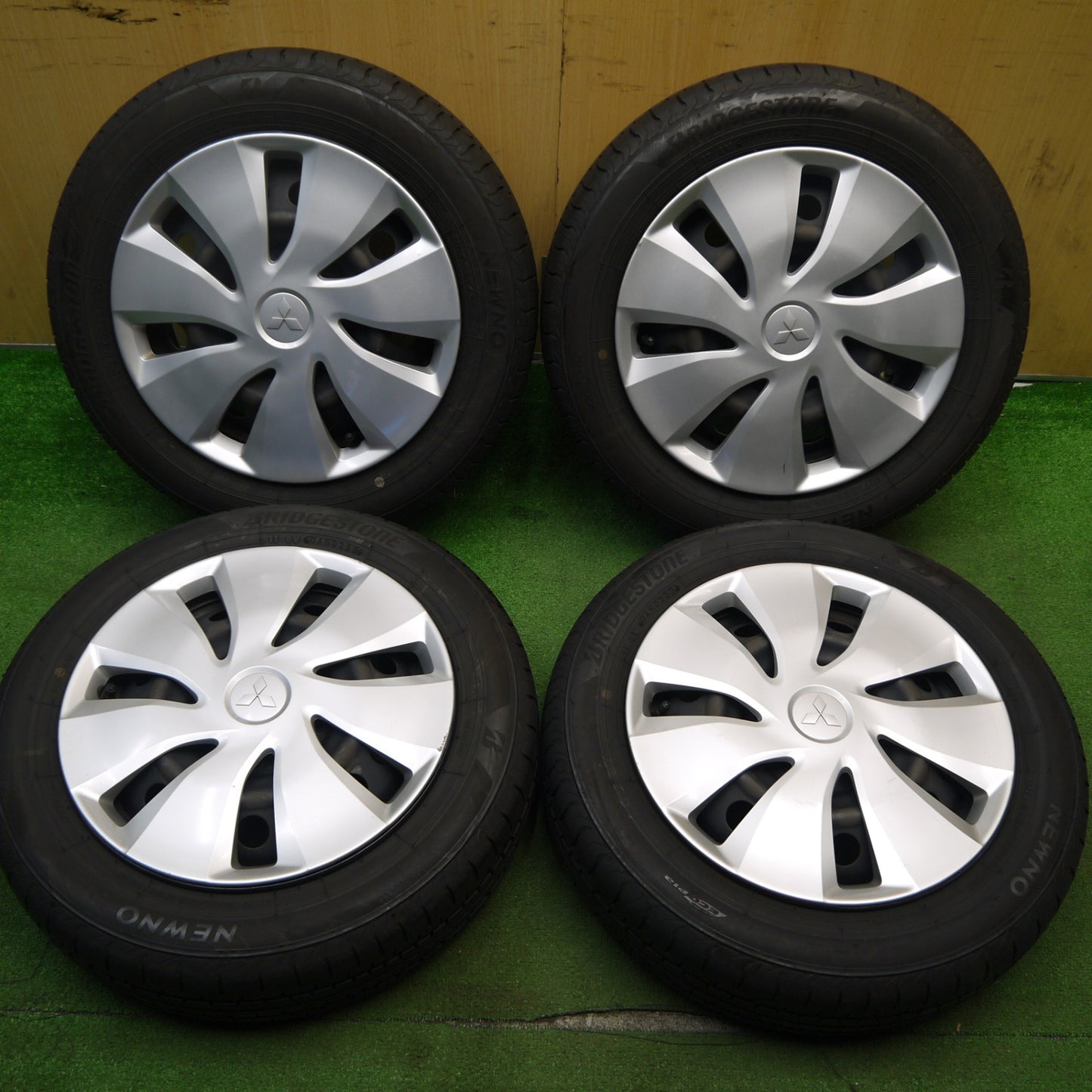 バリ溝!23年!9分★三菱 ekワゴン 純正 スチール 155/65R14 ブリヂストン NEWNO 14インチ PCD100/4H★5041601Hノ