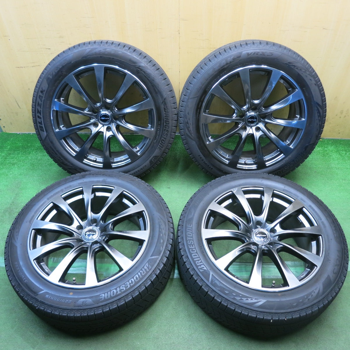 バリ溝!23年!キレイ!9.5分◎スタッドレス 225/55R19 ブリヂストン ブリザック VRX3 Lefinada レフィナーダ 19インチ PCD114.3/5H◎6101502HAス