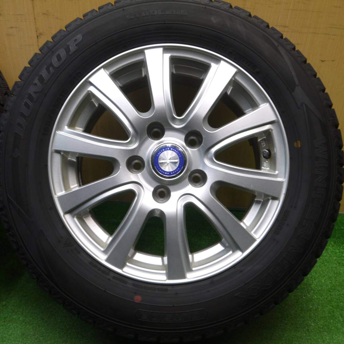 バリ溝!21年!キレイ!9.5分★スタッドレス 195/65R15 ダンロップ ウインターマックス WM02 JENEIGE 15インチ PCD114.3/5H★4122705Hス