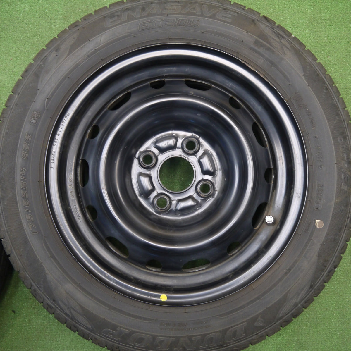 バリ溝!9.5分★マツダ デミオ 純正 スチール 175/65R14 ダンロップ エナセーブ EC204 14インチ PCD100/4H★6011604Hノ