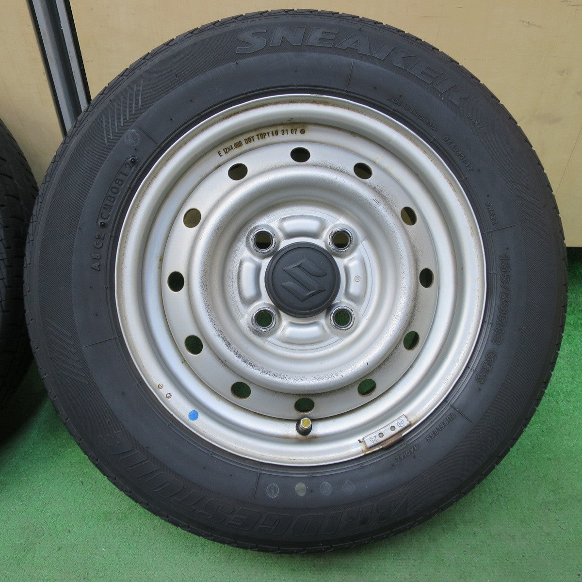 4本価格★スズキ アルト 純正 スチール 135/80R12 ブリヂストン スニーカー SNK2 12インチ PCD100/4H★5052205イノ